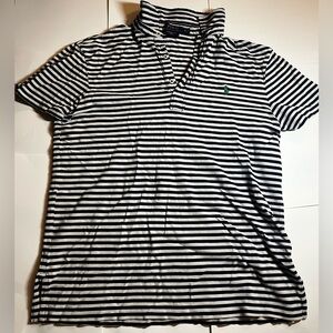 Polo Ralph Lauren Black and White Striped Polo Shirt Mens Size M